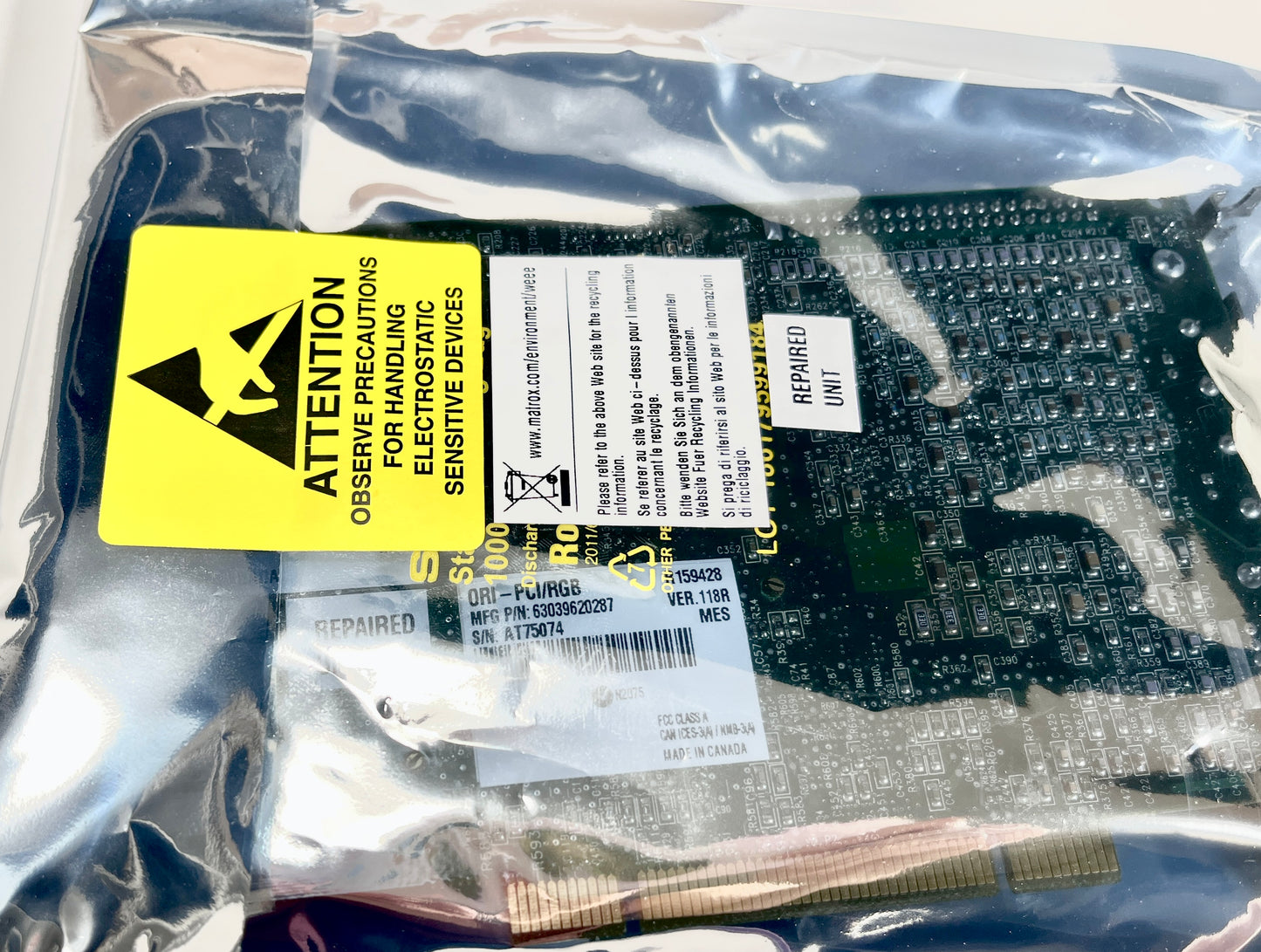 Matrox Orion PCI Frame Grabber 979-01 ORI-PCI/RGB
