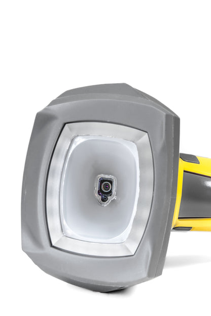Cognex DM8600 Series barcode reader, viewed from front, looking at liquid lens and illumination diffuser.