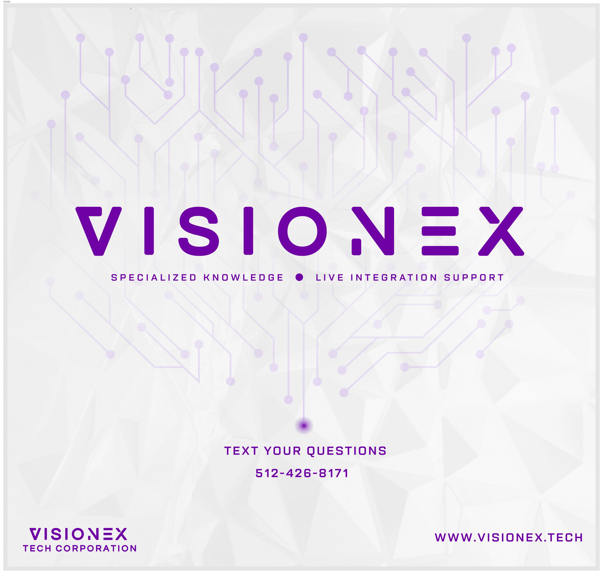 Visionex Tech Contact Info - Email: cristin@visionex.tech - Or text for callback