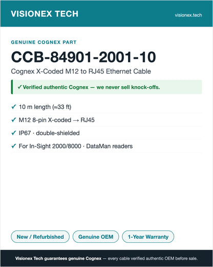 Cognex CCB-84901-2001-10 — X-Coded M12 to RJ45 Ethernet Cable (10 m) — view 4