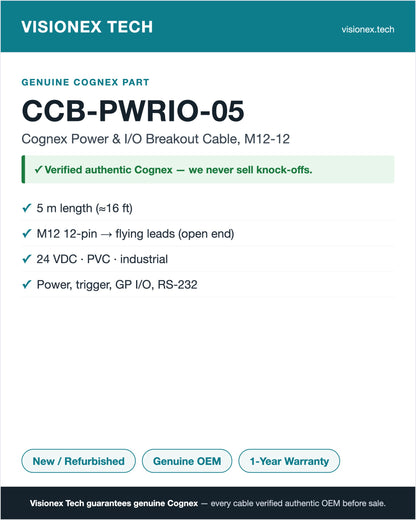 Cognex CCB-PWRIO-05 — Power & I/O Breakout Cable, M12-12 (5 m) — view 3